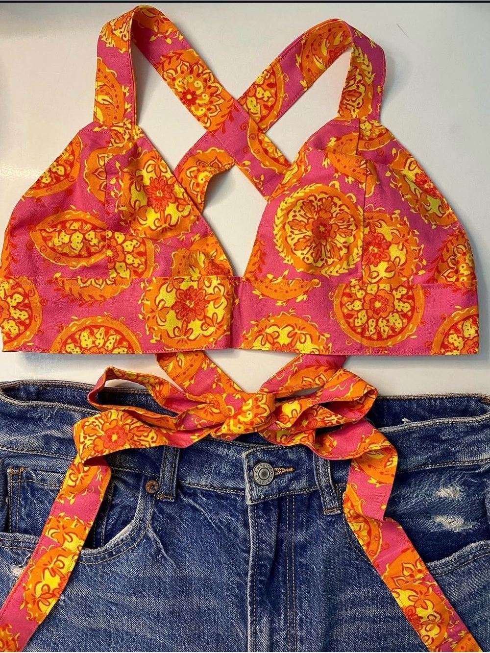 Handmade Cross-Back Crop Top